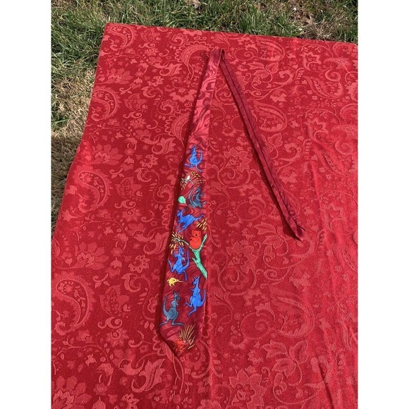 Sunshine Ties Kangaroo Theme Mens Tie Vintage Red Blue Green Silk Koala‎ yellow - Picture 2 of 6